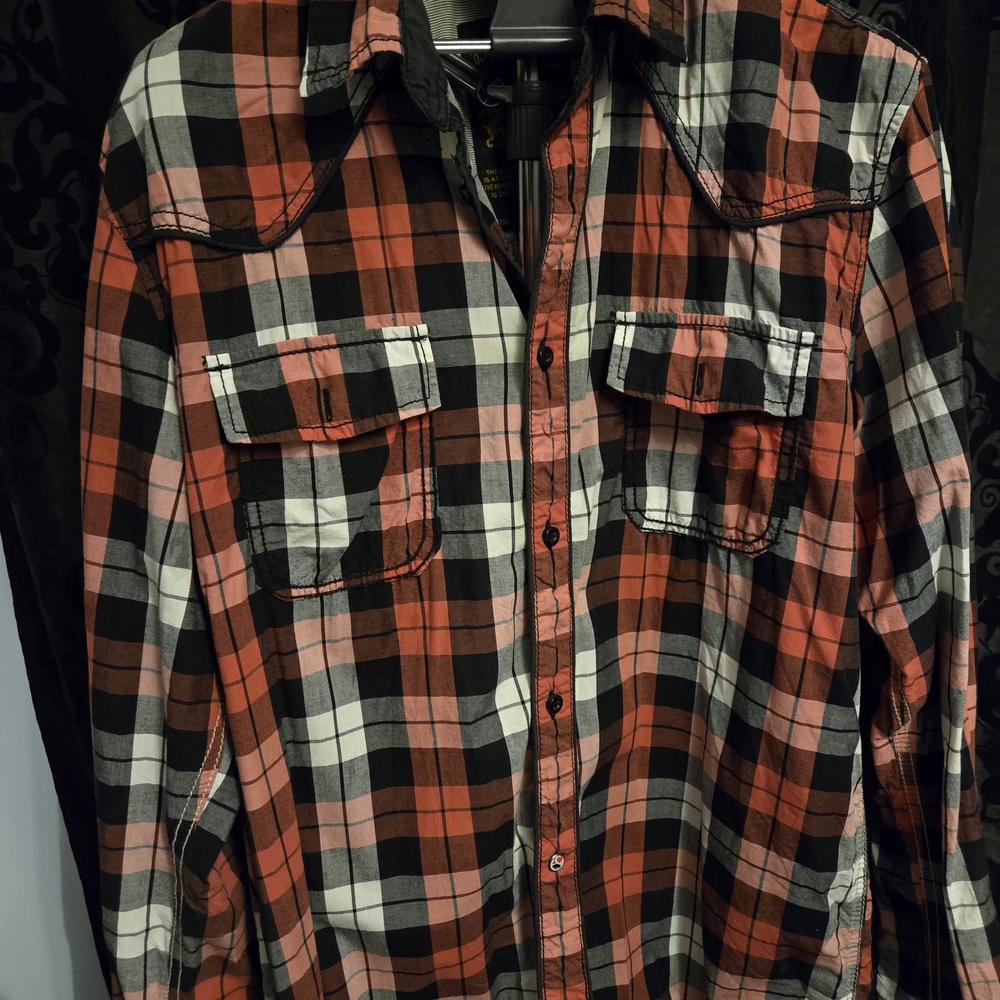 Buffalo David Bitton Red and Black Casual Button Down Shirt